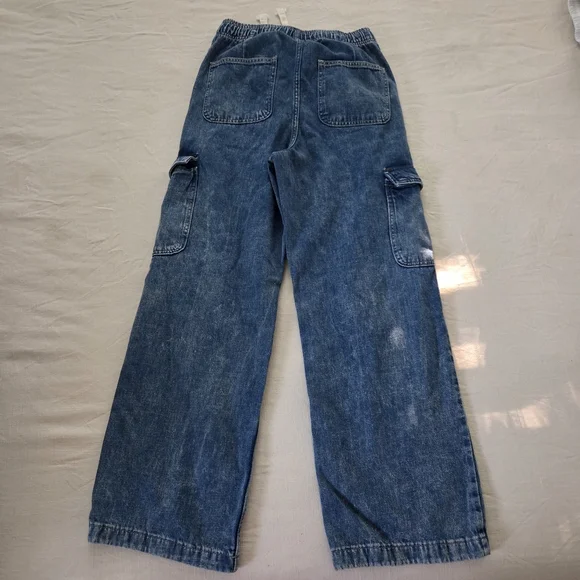 Gap High Rise Wide Leg Blue Denim Cargo Pants XS Womens Stretchy 26 Inch Waist - Picture 12 of 12